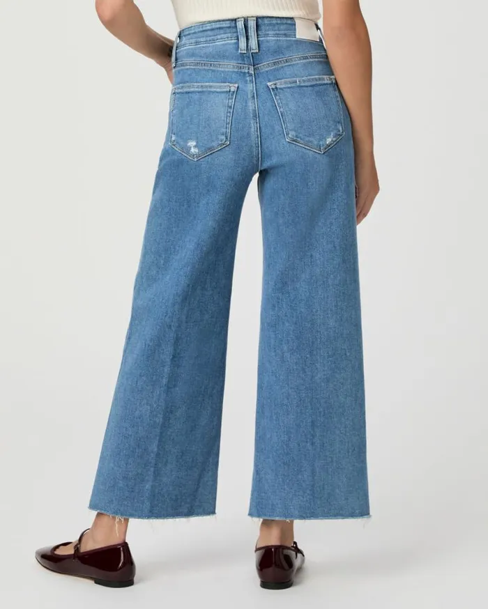 PAIGE Denim Women Anessa Petite 25 Inch Wide Leg Jean 8211 Sunnie Distressed