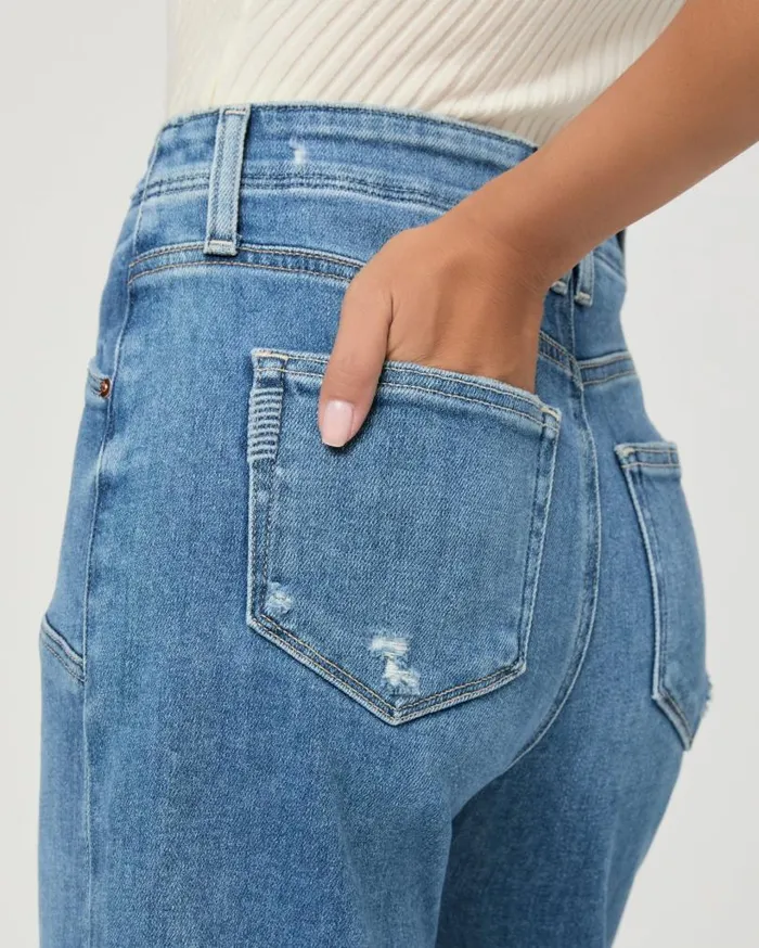PAIGE Denim Women Anessa Petite 25 Inch Wide Leg Jean 8211 Sunnie Distressed