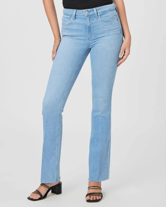 PAIGE Denim Women High Rise Manhattan 32 Inch Bootcut Jean 8211 Cote D Azur