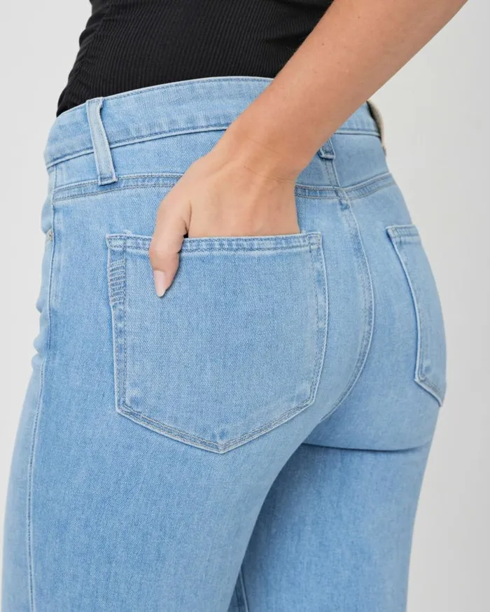 PAIGE Denim Women High Rise Manhattan 32 Inch Bootcut Jean 8211 Cote D Azur