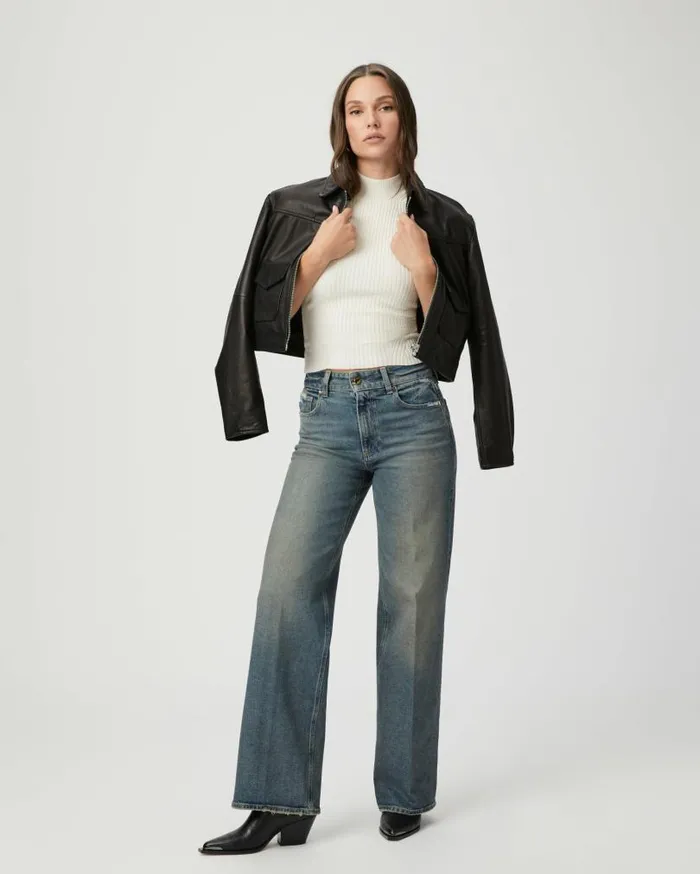 PAIGE Denim Women Sasha 32 Inch Wide Leg Jean 8211 Chanse Distressed