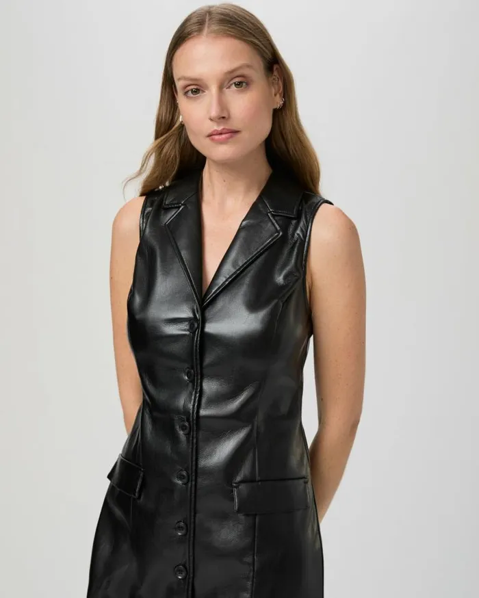 PAIGE Dresses Women Graciella Dress 8211 Black Faux Leather
