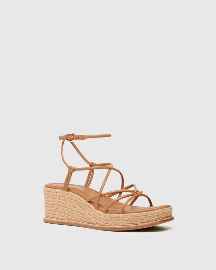 PAIGE Heels and Wedges Women Julia Wedge 8211 Cognac Leather PAIGE Heels and Wedges Women Julia Wedge 8211 Cognac Leather