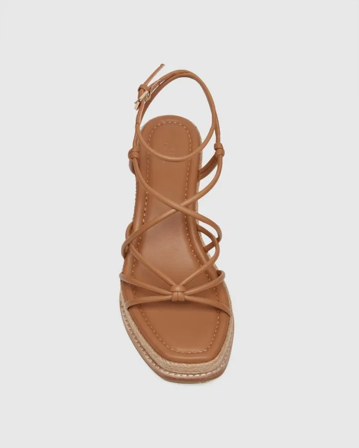 PAIGE Heels and Wedges Women Julia Wedge 8211 Cognac Leather PAIGE Heels and Wedges Women Julia Wedge 8211 Cognac Leather