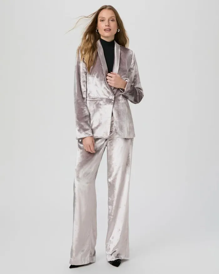 PAIGE Jackets and Coats Women Kriselle Blazer 8211 Pewter Velvet PAIGE Jackets and Coats Women Kriselle Blazer 8211 Pewter Velvet