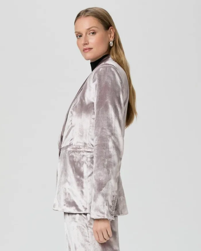 PAIGE Jackets and Coats Women Kriselle Blazer 8211 Pewter Velvet PAIGE Jackets and Coats Women Kriselle Blazer 8211 Pewter Velvet