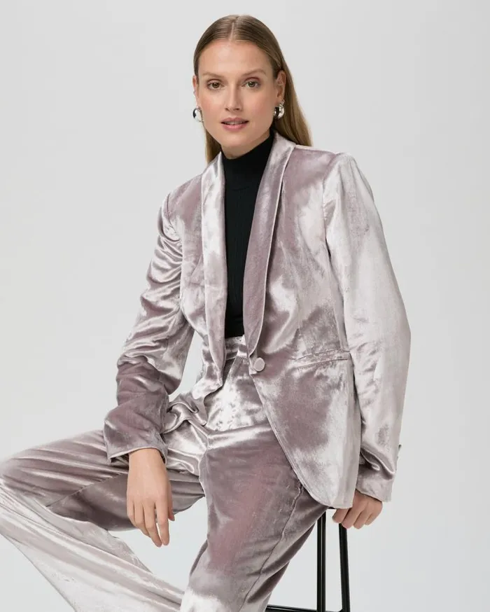 PAIGE Jackets and Coats Women Kriselle Blazer 8211 Pewter Velvet PAIGE Jackets and Coats Women Kriselle Blazer 8211 Pewter Velvet