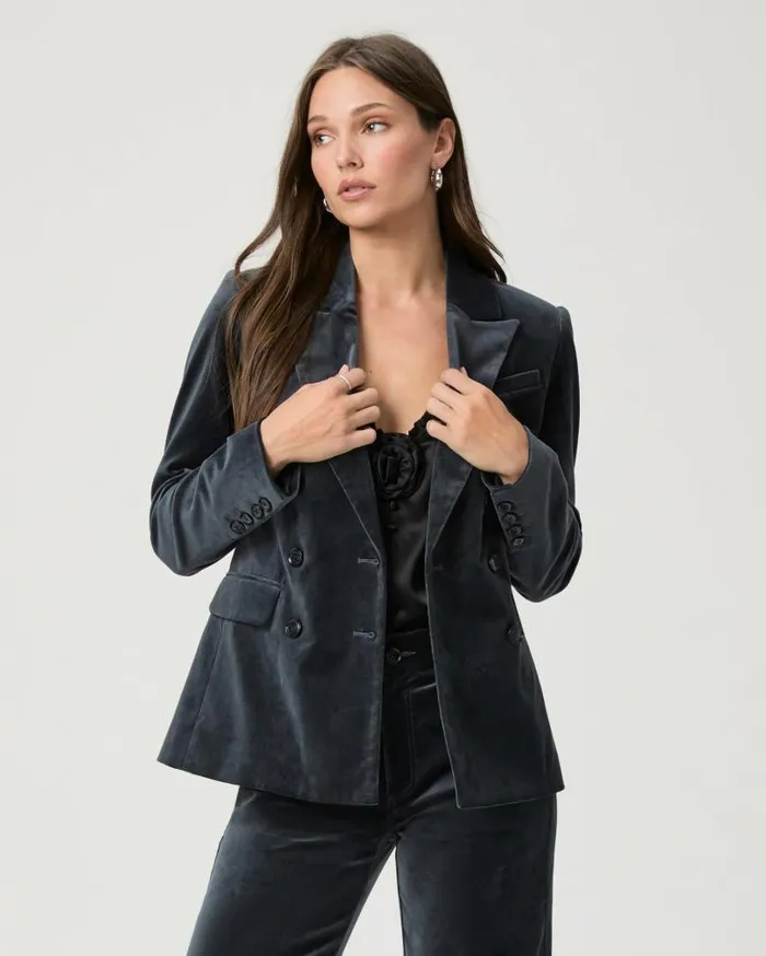 PAIGE Jackets and Coats Women Malbec Blazer 8211 Calico Blue Velvet