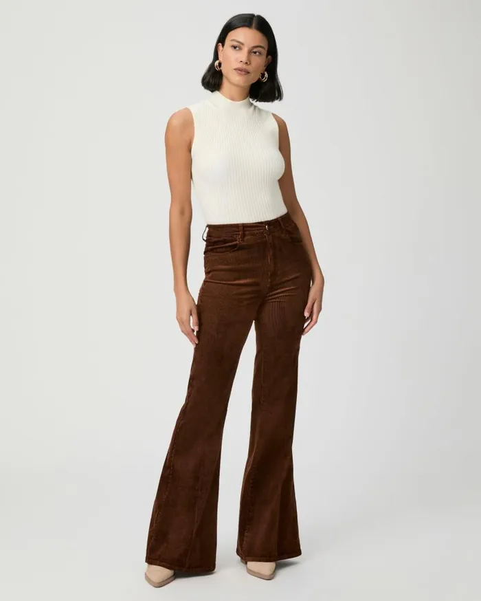 PAIGE Pants Women Charlie Flare Pant 8211 Maple Brown Corduroy