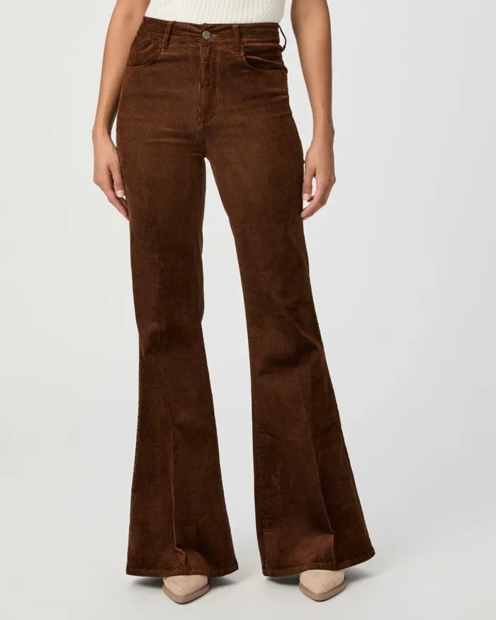 PAIGE Pants Women Charlie Flare Pant 8211 Maple Brown Corduroy PAIGE Pants Women Charlie Flare Pant 8211 Maple Brown Corduroy