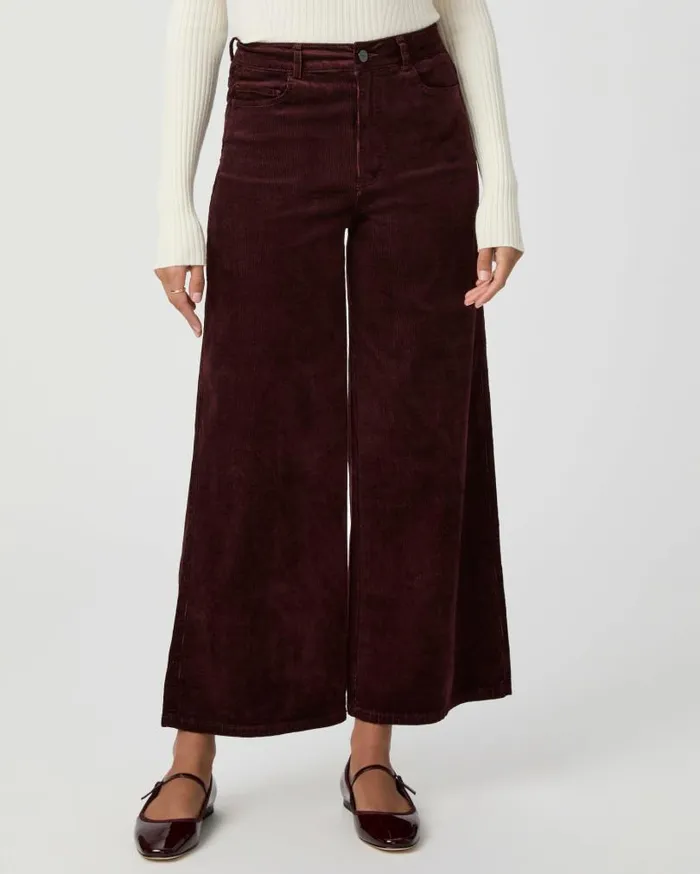 PAIGE Pants Women Harper Ankle Wide Leg Pant 8211 Dark Oxblood Corduroy PAIGE Pants Women Harper Ankle Wide Leg Pant 8211 Dark Oxblood Corduroy