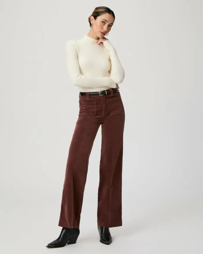 PAIGE Pants Women Sasha 32 Inch Wide Leg Pant 8211 Landslide Corduroy