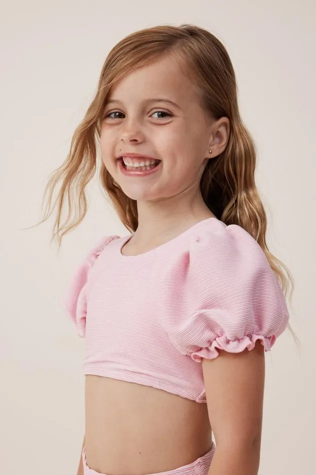 Paige Puff Sleeve Bikini Cali Pinksparkle Girls Cotton On Swimwear Paige Puff Sleeve Bikini Cali Pinksparkle Girls Cotton On Swimwear