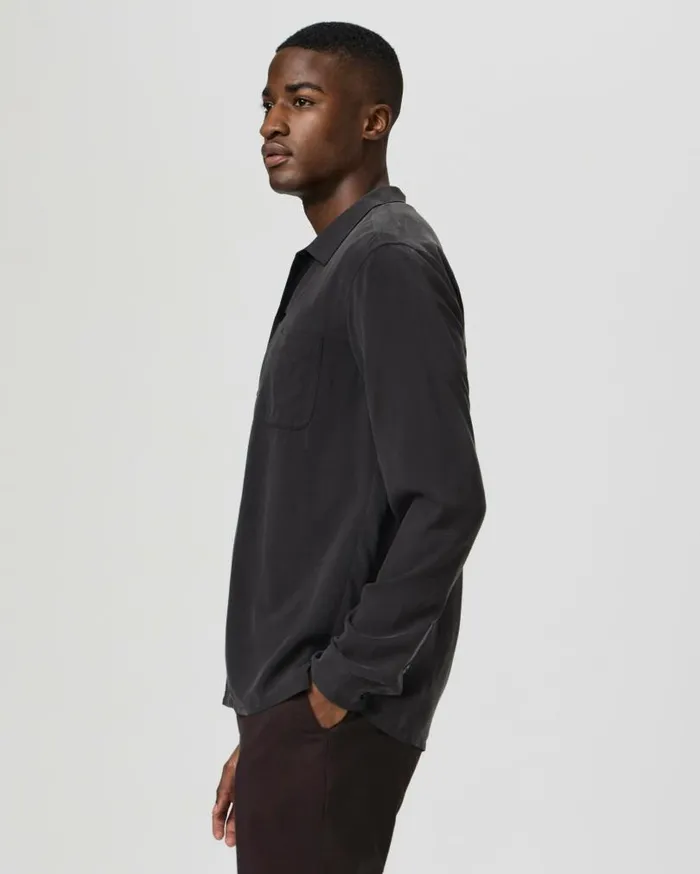 PAIGE Shirts Men Icon Capsule Carnaby Button Up 8211 Bristol Black Silk