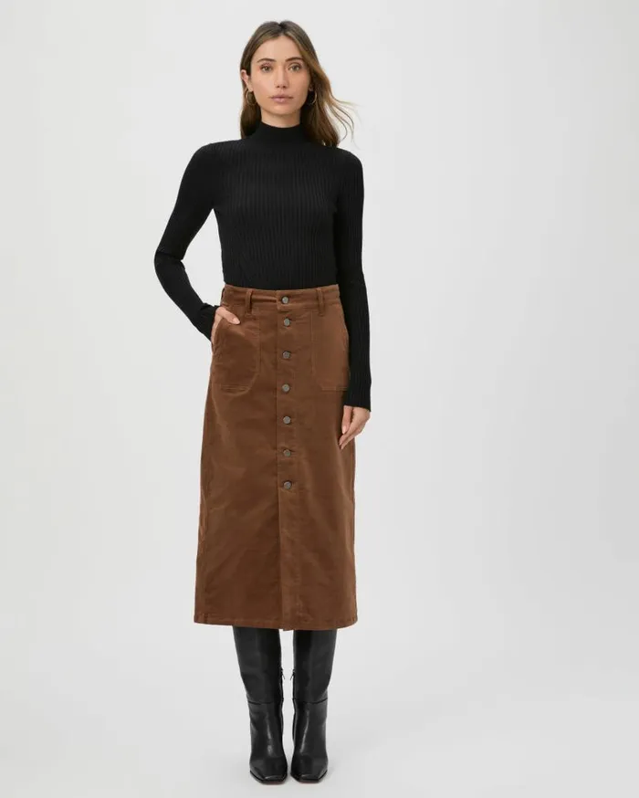 PAIGE Skirts Women Meadow Midi Skirt 8211 Maple Brown