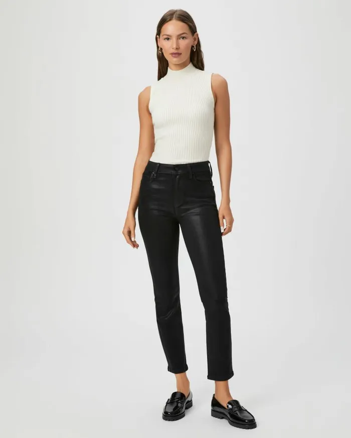 PAIGE Straight Women Cindy Straight Jean 8211 Black Fog Luxe Coating