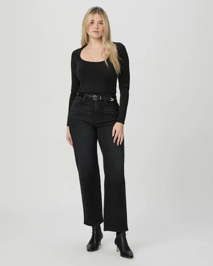 PAIGE Straight Women Flaunt Denim Heartthrob Straight Jean 8211 Solar Black