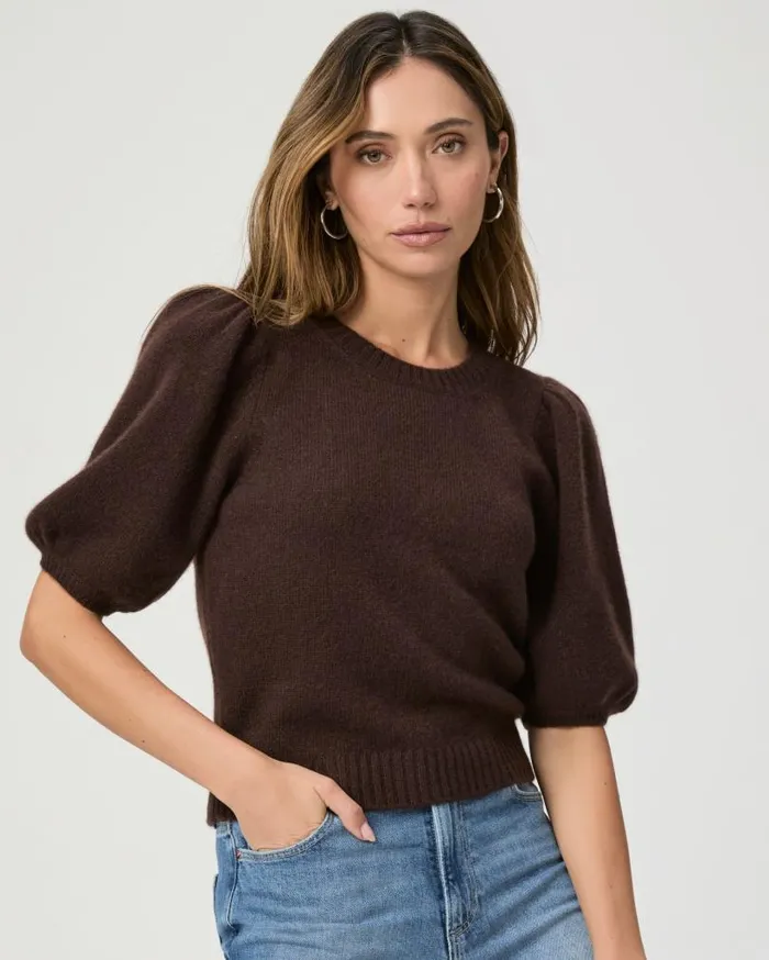 PAIGE Sweaters and Sweatshirts Women Lucerne Top 8211 Dark Brown Cashmere