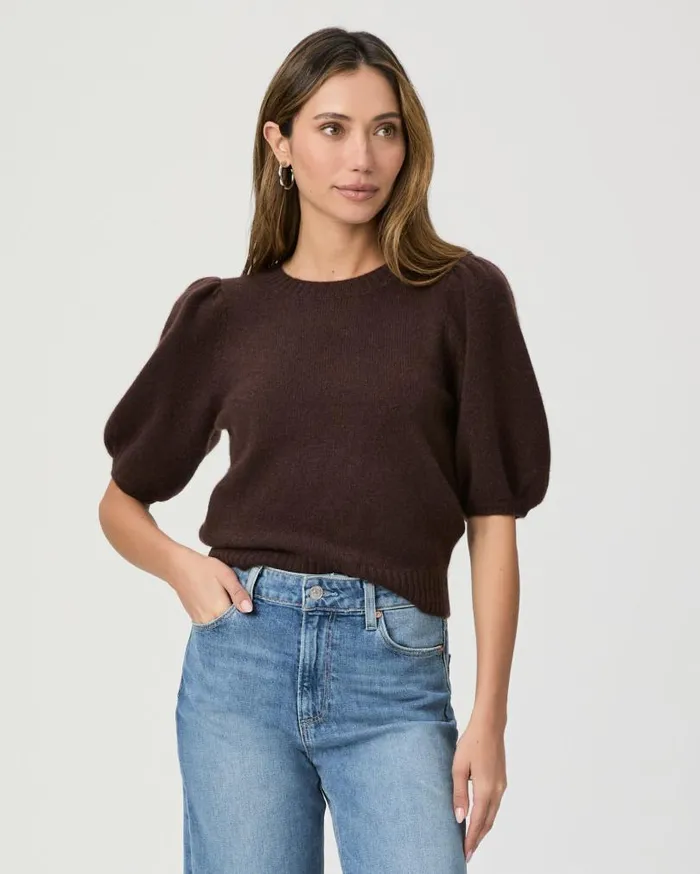PAIGE Sweaters and Sweatshirts Women Lucerne Top 8211 Dark Brown Cashmere