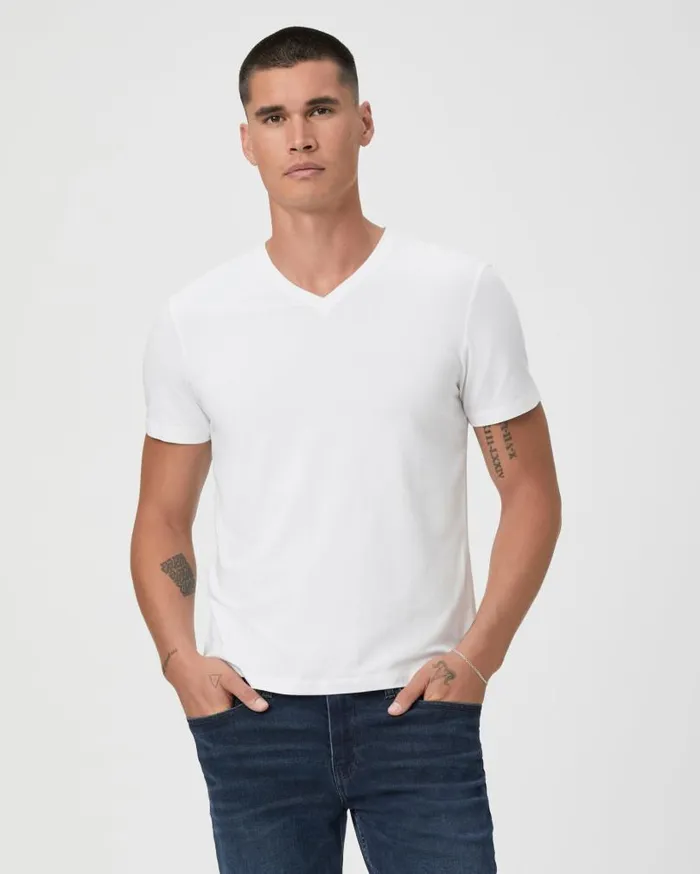 PAIGE Tees Men Grayson V Neck Tee 8211 Fresh White