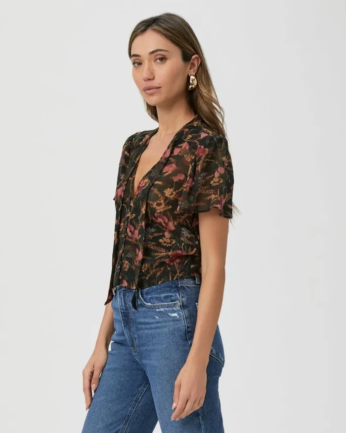 PAIGE Tops and Blouses Women Ayla Blouse 8211 Black Multi Silk PAIGE Tops and Blouses Women Ayla Blouse 8211 Black Multi Silk