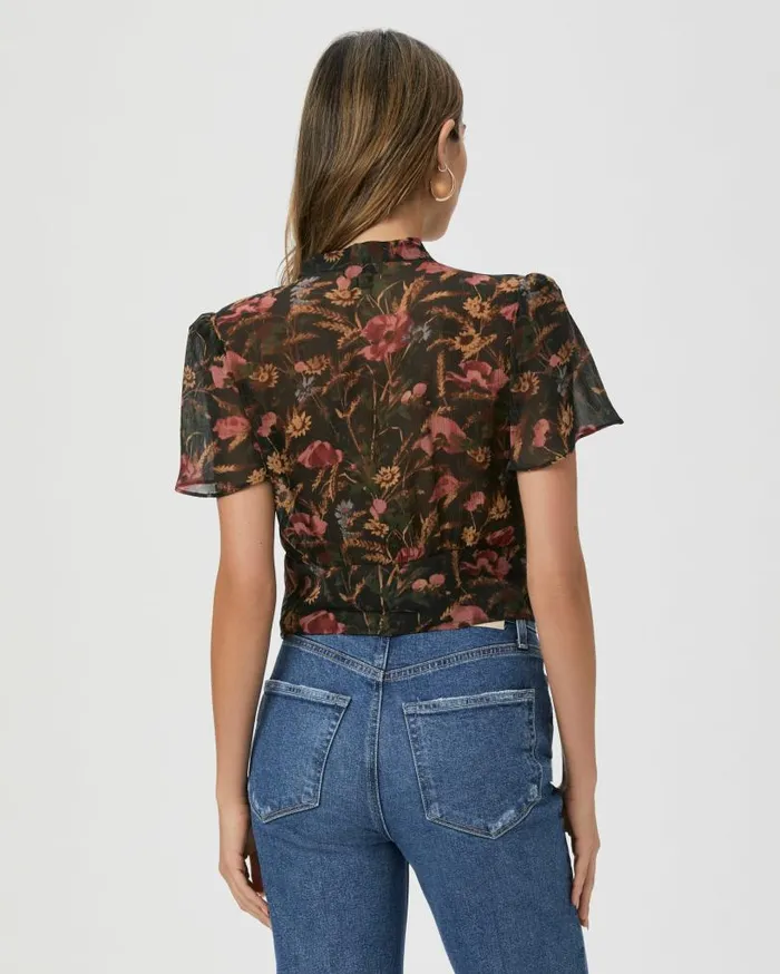 PAIGE Tops and Blouses Women Ayla Blouse 8211 Black Multi Silk PAIGE Tops and Blouses Women Ayla Blouse 8211 Black Multi Silk