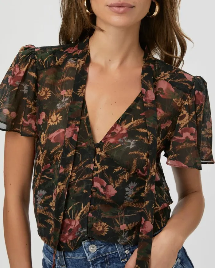 PAIGE Tops and Blouses Women Ayla Blouse 8211 Black Multi Silk PAIGE Tops and Blouses Women Ayla Blouse 8211 Black Multi Silk