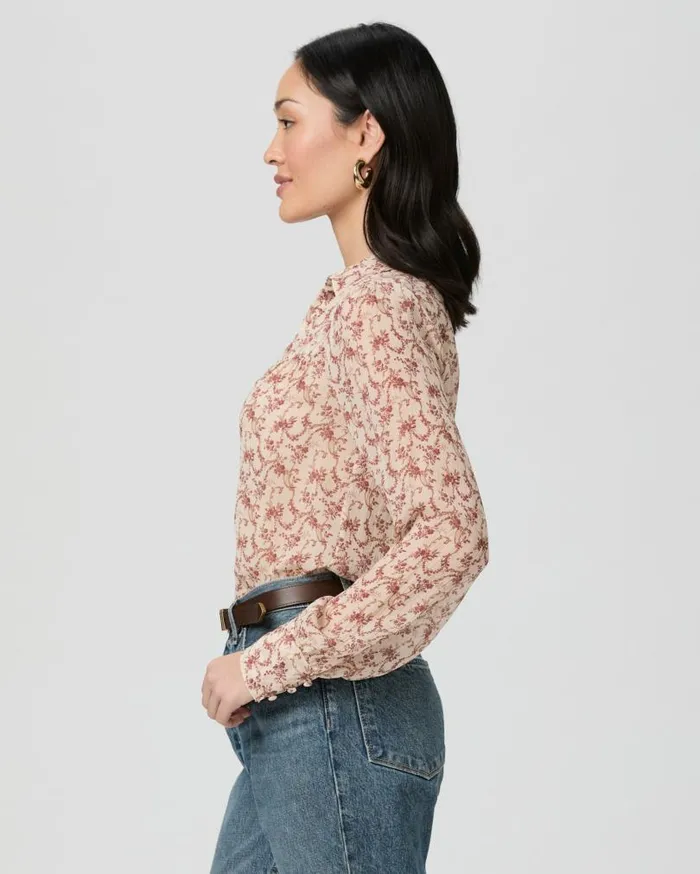 PAIGE Tops and Blouses Women Gardener Blouse 8211 CreamFlagstone Silk PAIGE Tops and Blouses Women Gardener Blouse 8211 CreamFlagstone Silk