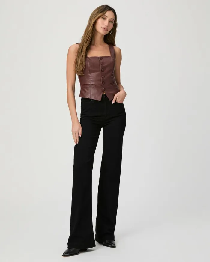 PAIGE Tops and Blouses Women Irene Top 8211 Rum Raisin Faux Leather PAIGE Tops and Blouses Women Irene Top 8211 Rum Raisin Faux Leather