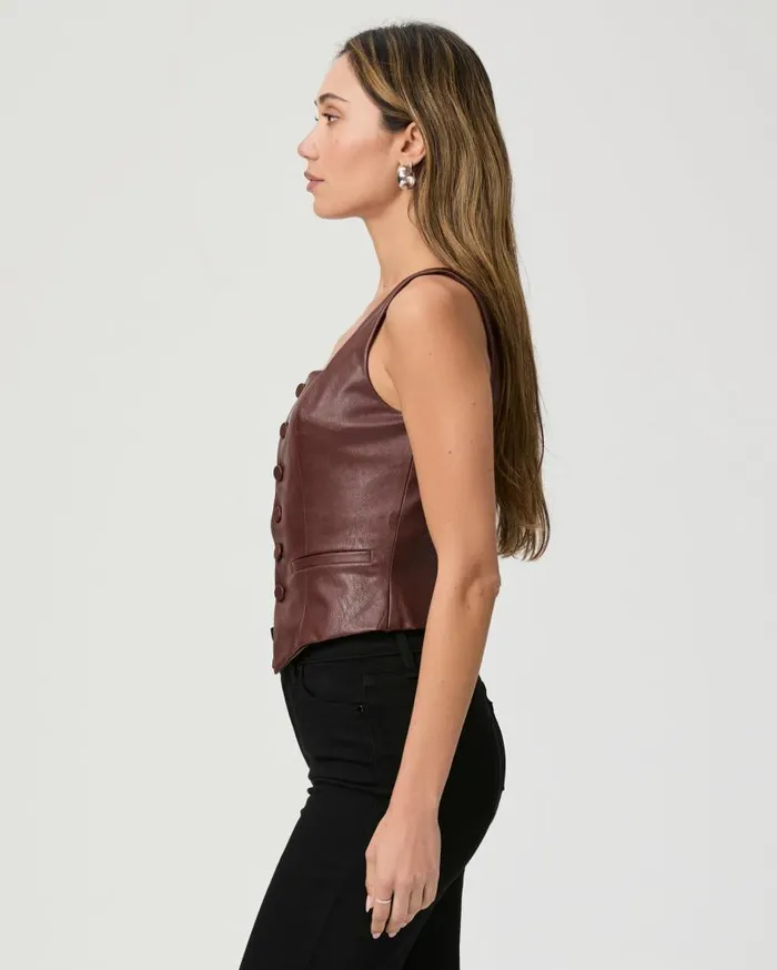 PAIGE Tops and Blouses Women Irene Top 8211 Rum Raisin Faux Leather PAIGE Tops and Blouses Women Irene Top 8211 Rum Raisin Faux Leather