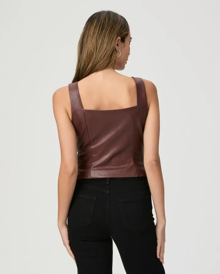 PAIGE Tops and Blouses Women Irene Top 8211 Rum Raisin Faux Leather PAIGE Tops and Blouses Women Irene Top 8211 Rum Raisin Faux Leather