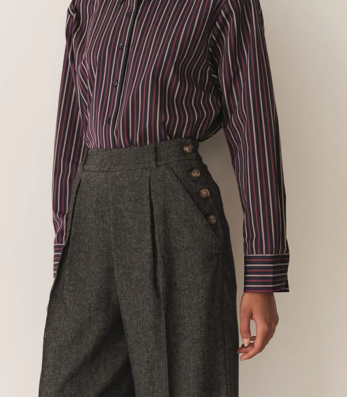 Pants and Shorts Women DEN Lawrence Pant Black Herringbone