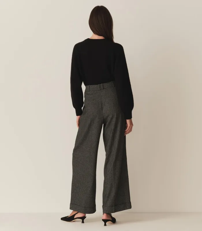 Pants and Shorts Women DEN Lawrence Pant Black Herringbone