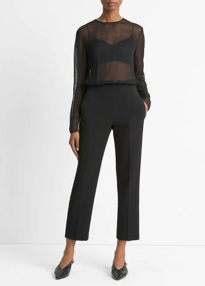 Pants and Shorts Women Vince VelvetTrim PullOn Pant Black