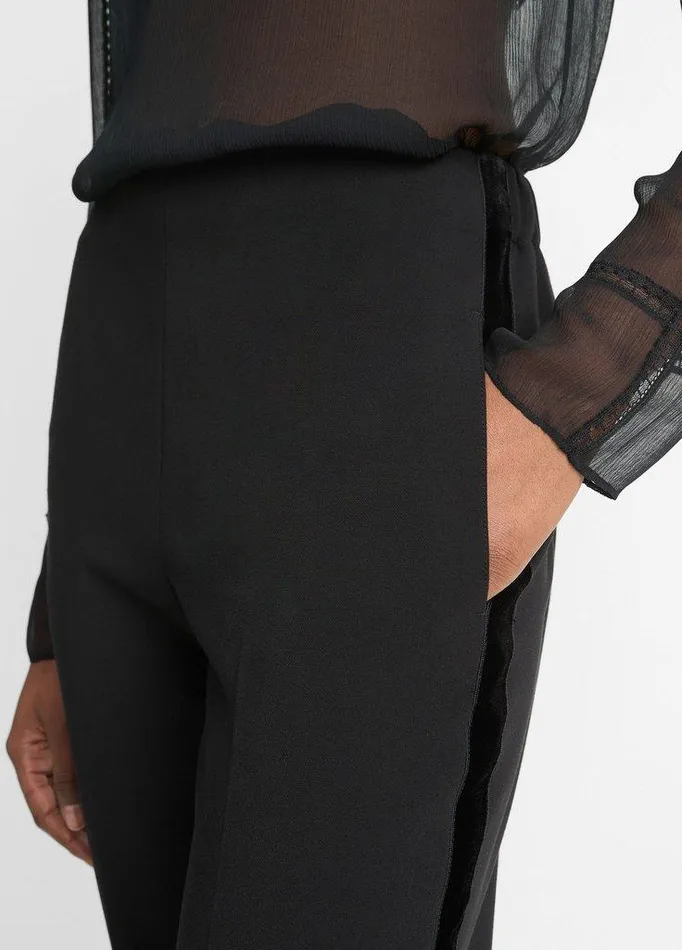 Pants and Shorts Women Vince VelvetTrim PullOn Pant Black Pants and Shorts Women Vince VelvetTrim PullOn Pant Black