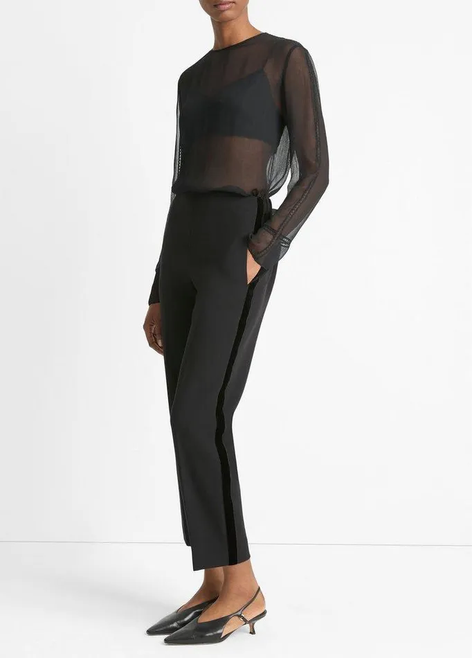Pants and Shorts Women Vince VelvetTrim PullOn Pant Black Pants and Shorts Women Vince VelvetTrim PullOn Pant Black