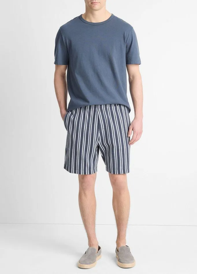 Pants Men Vince JacquardStripe CottonBlend Short Venice Blueblue Cloud