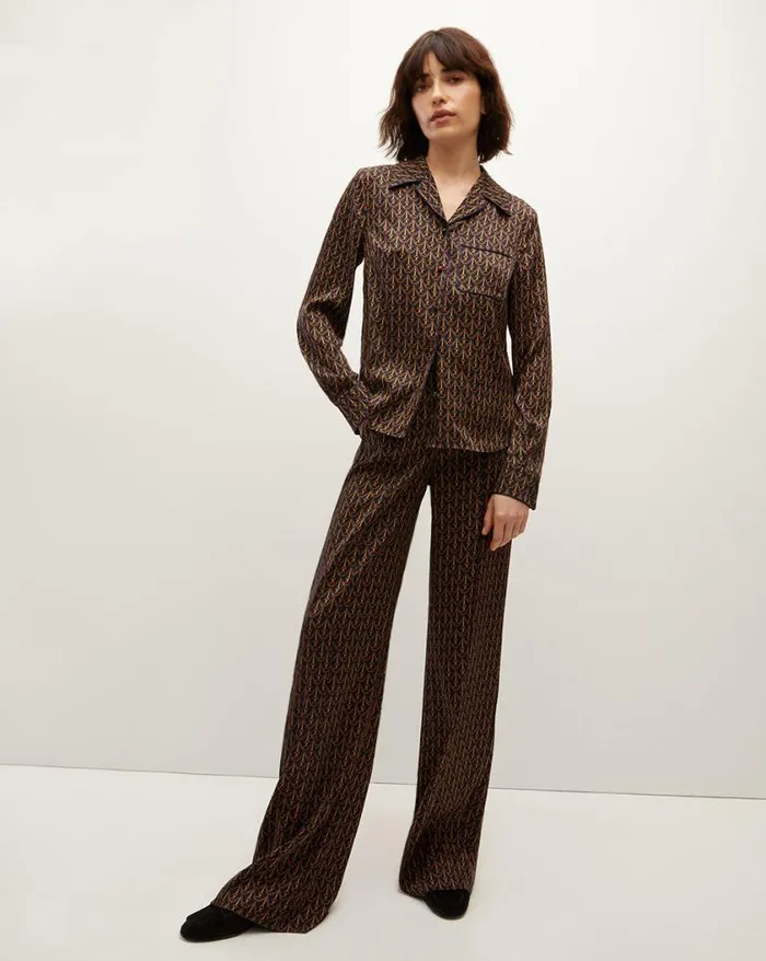 Pants Shop Veronica Beard Edia StirrupPrint Pant Navy Multi