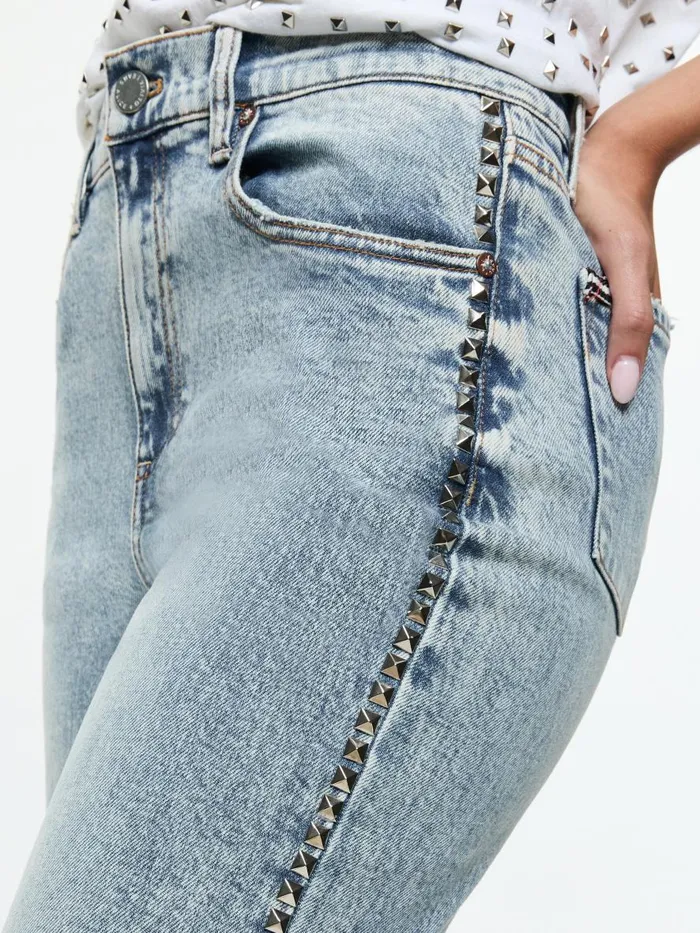 Pants Women Alice Olivia BODIE HIGH RISE BOOTCUT STUDDED JEAN Lexi Light Blue