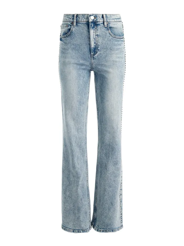 Pants Women Alice Olivia BODIE HIGH RISE BOOTCUT STUDDED JEAN Lexi Light Blue