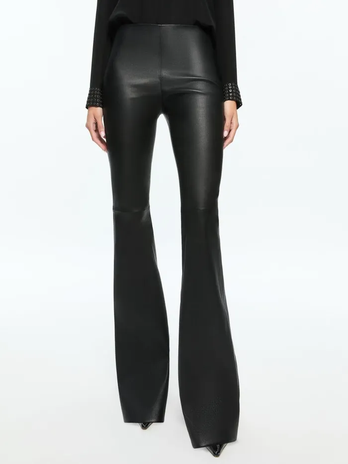 Pants Women Alice Olivia RMP LEATHER BACKZIP BOOTCUT PANT Black
