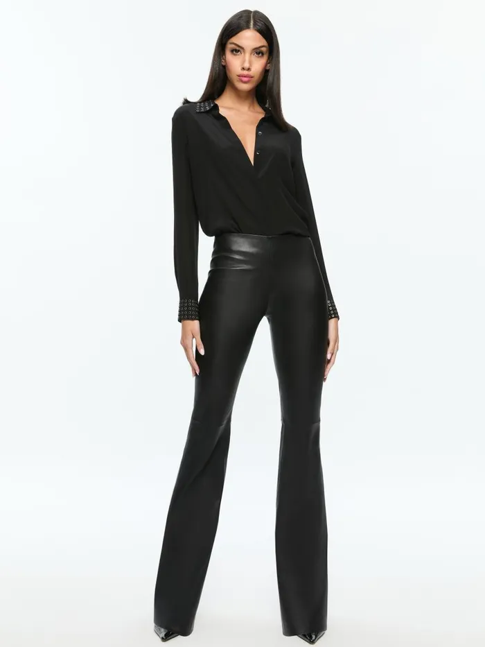 Pants Women Alice Olivia RMP LEATHER BACKZIP BOOTCUT PANT Black