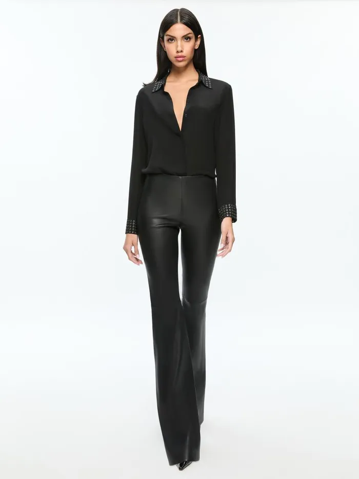 Pants Women Alice Olivia RMP LEATHER BACKZIP BOOTCUT PANT Black