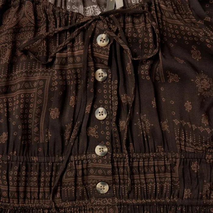 Patchwork Bandana Print Dress Brown Women Stetson Midi