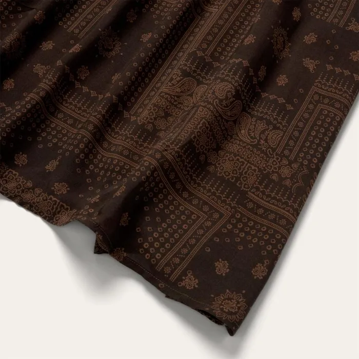 Patchwork Bandana Print Dress Brown Women Stetson Midi