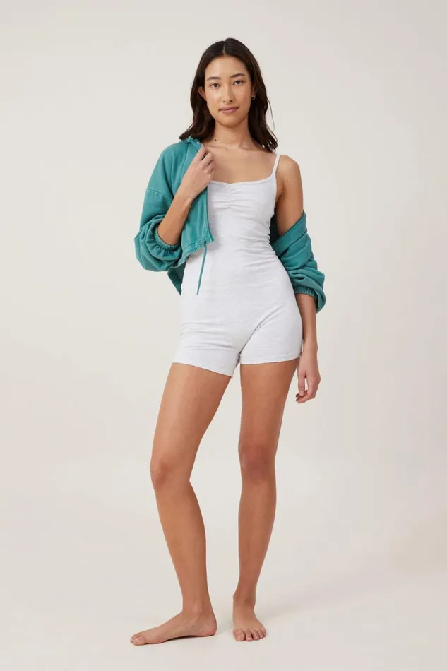 Peached Jersey Boyleg Romper Light Grey Marle Women Cotton On Tops