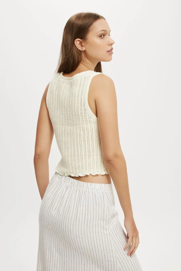 Peekaboo Vest Creme Fraiche Women Cotton On Sweaters and Cardigans