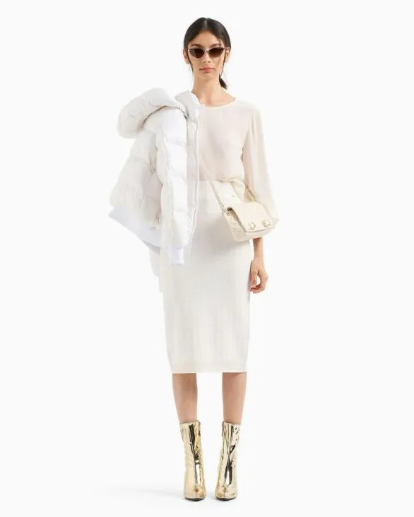 Pencil Skirt With Allover Logo White Women Armani Matching Sets Pencil Skirt With Allover Logo White Women Armani Matching Sets