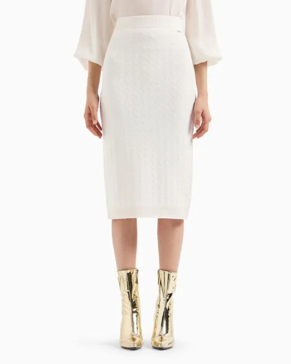 Pencil Skirt With Allover Logo White Women Armani Matching Sets Pencil Skirt With Allover Logo White Women Armani Matching Sets