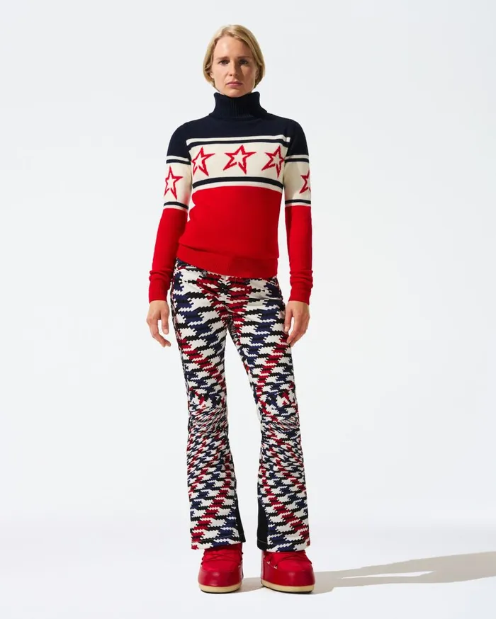 Perfect Moment Tops Chopper Merino Wool Sweater Navy White and Red 8211 Women